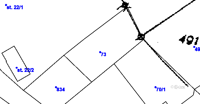 Parcela st. 73 v KÚ Mokré, Katastrální mapa