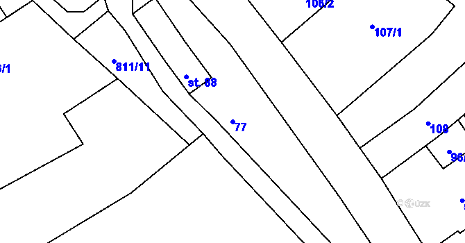 Parcela st. 77 v KÚ Mokré, Katastrální mapa