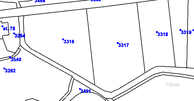 Parcela st. 532/3 v KÚ Mokré, Katastrální mapa