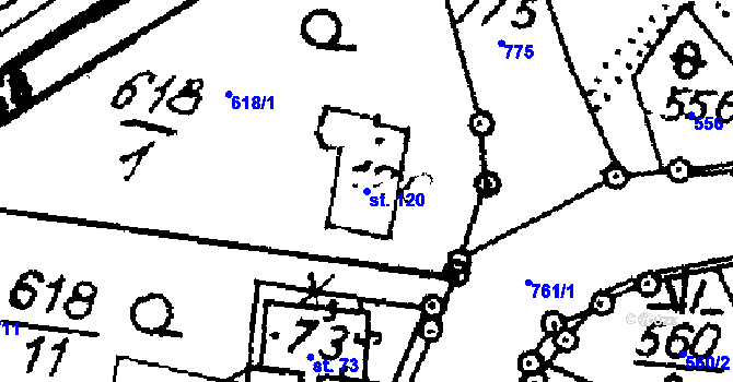 Parcela st. 120 v KÚ Mokré, Katastrální mapa