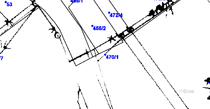 Parcela st. 470/1 v KÚ Mokré, Katastrální mapa