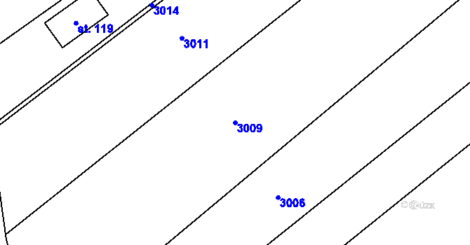Parcela st. 3009 v KÚ Mokré, Katastrální mapa