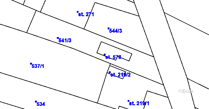 Parcela st. 578 v KÚ Mokré Lazce, Katastrální mapa