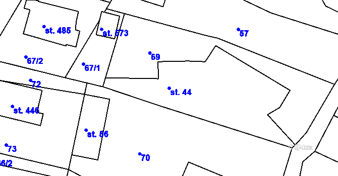 Parcela st. 44 v KÚ Mokré Lazce, Katastrální mapa