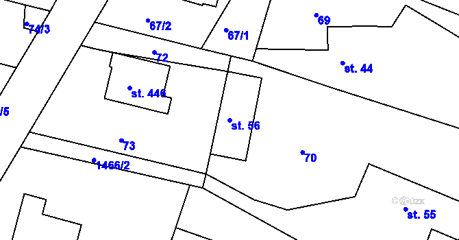 Parcela st. 56 v KÚ Mokré Lazce, Katastrální mapa