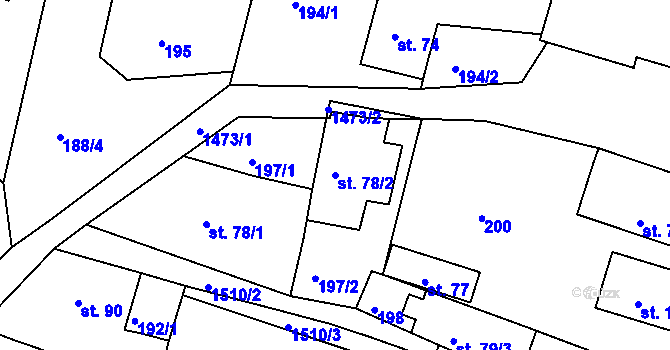 Parcela st. 78/2 v KÚ Mokré Lazce, Katastrální mapa