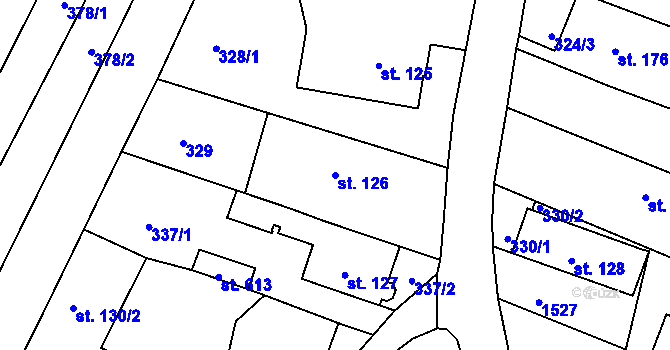 Parcela st. 126 v KÚ Mokré Lazce, Katastrální mapa
