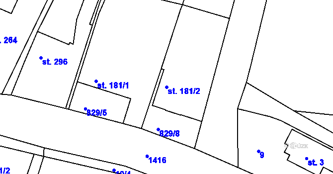 Parcela st. 181/2 v KÚ Mokré Lazce, Katastrální mapa