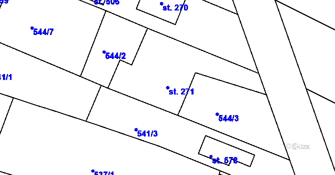 Parcela st. 271 v KÚ Mokré Lazce, Katastrální mapa