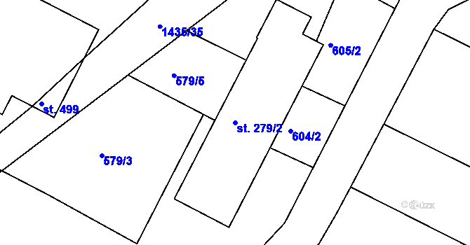 Parcela st. 279/2 v KÚ Mokré Lazce, Katastrální mapa