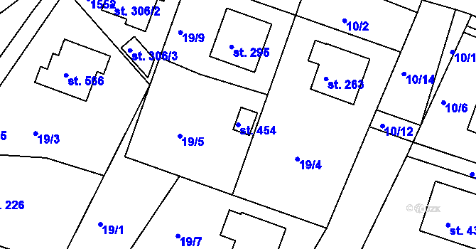 Parcela st. 454 v KÚ Mokré Lazce, Katastrální mapa