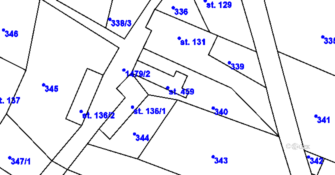 Parcela st. 459 v KÚ Mokré Lazce, Katastrální mapa
