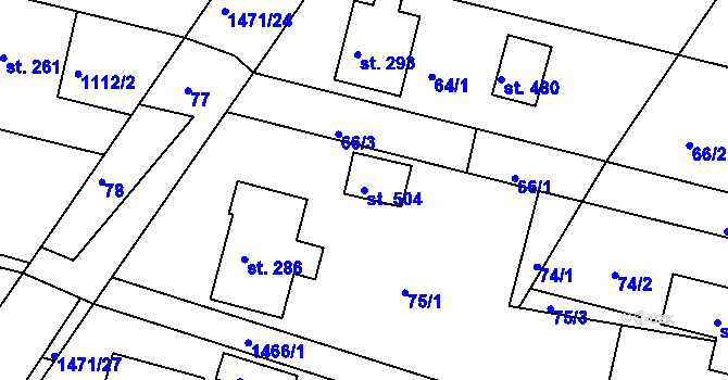 Parcela st. 504 v KÚ Mokré Lazce, Katastrální mapa