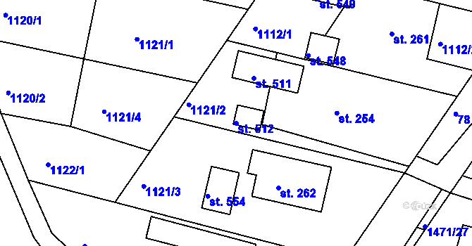 Parcela st. 512 v KÚ Mokré Lazce, Katastrální mapa