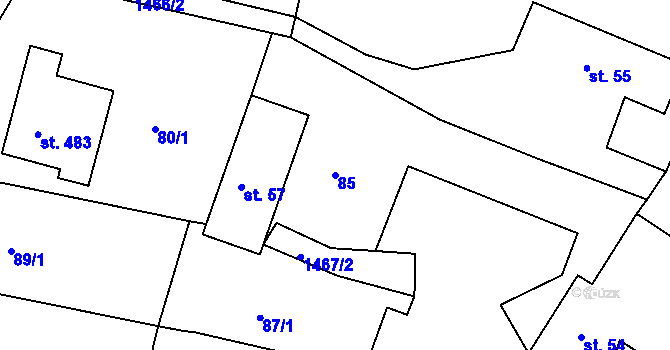 Parcela st. 85 v KÚ Mokré Lazce, Katastrální mapa