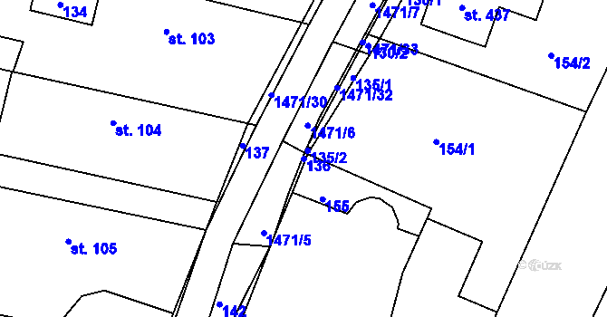 Parcela st. 136 v KÚ Mokré Lazce, Katastrální mapa