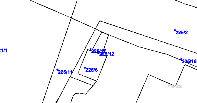 Parcela st. 225/12 v KÚ Mokré Lazce, Katastrální mapa