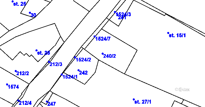Parcela st. 240/2 v KÚ Mokré Lazce, Katastrální mapa
