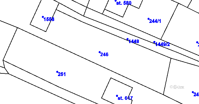 Parcela st. 246 v KÚ Mokré Lazce, Katastrální mapa