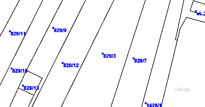 Parcela st. 829/3 v KÚ Mokré Lazce, Katastrální mapa