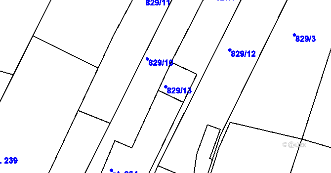 Parcela st. 829/13 v KÚ Mokré Lazce, Katastrální mapa