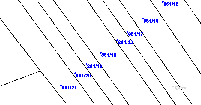 Parcela st. 861/18 v KÚ Mokré Lazce, Katastrální mapa
