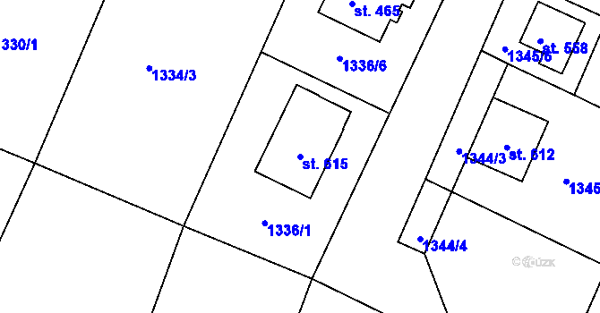 Parcela st. 615 v KÚ Mokré Lazce, Katastrální mapa
