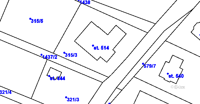 Parcela st. 514 v KÚ Mokré Lazce, Katastrální mapa