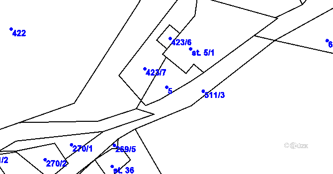 Parcela st. 5 v KÚ Lešišov, Katastrální mapa