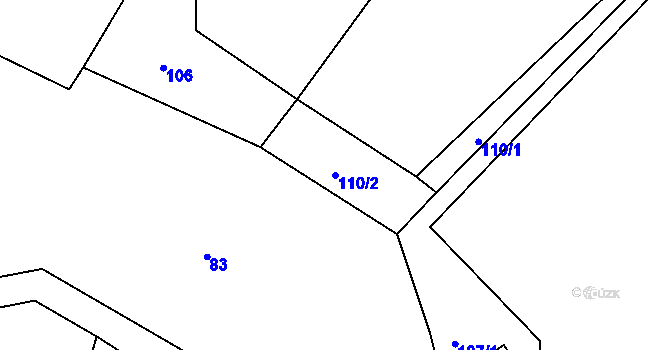 Parcela st. 110/2 v KÚ Lešišov, Katastrální mapa