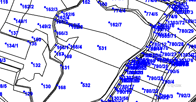 Parcela st. 162 v KÚ Lešišov, Katastrální mapa