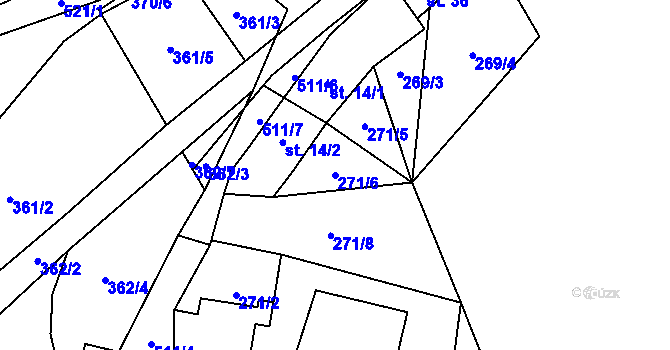 Parcela st. 271/6 v KÚ Lešišov, Katastrální mapa