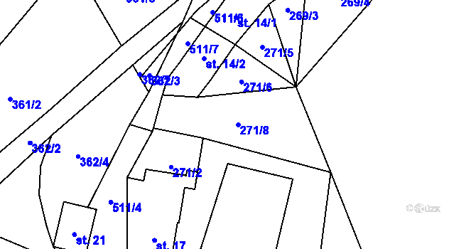 Parcela st. 271/8 v KÚ Lešišov, Katastrální mapa