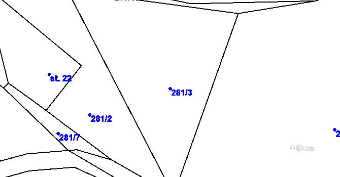 Parcela st. 281/3 v KÚ Lešišov, Katastrální mapa
