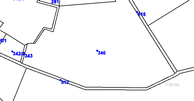 Parcela st. 346 v KÚ Lešišov, Katastrální mapa