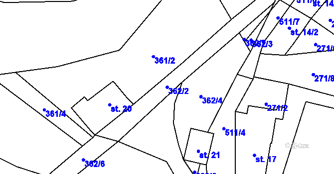 Parcela st. 362/2 v KÚ Lešišov, Katastrální mapa