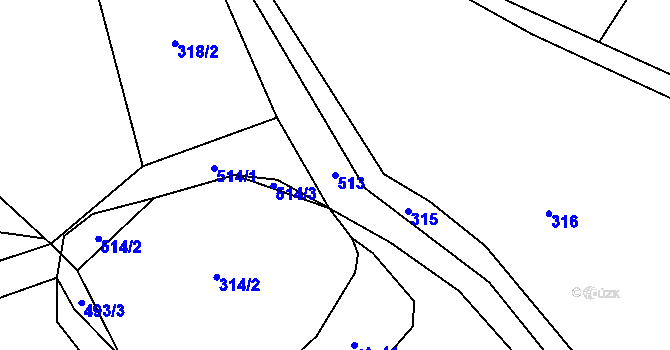Parcela st. 513 v KÚ Lešišov, Katastrální mapa