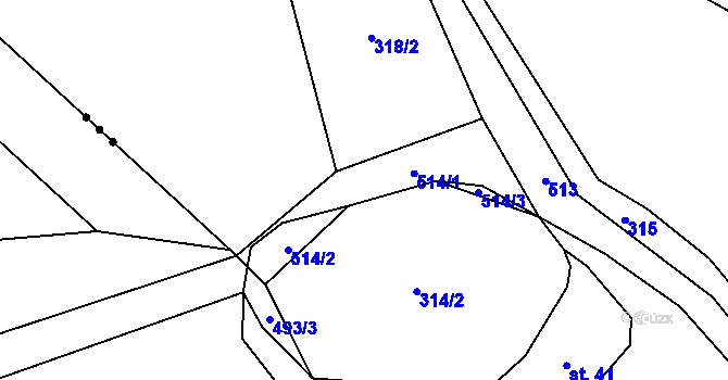 Parcela st. 514 v KÚ Lešišov, Katastrální mapa