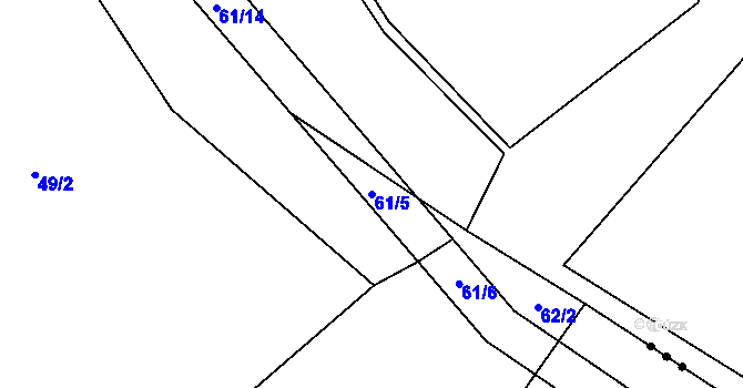 Parcela st. 61/5 v KÚ Lešišov, Katastrální mapa
