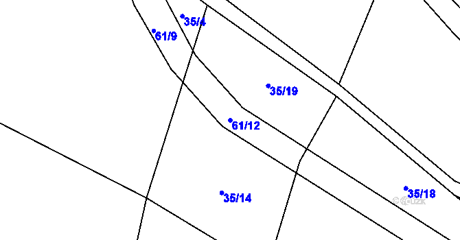 Parcela st. 61/12 v KÚ Lešišov, Katastrální mapa
