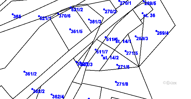Parcela st. 511/7 v KÚ Lešišov, Katastrální mapa