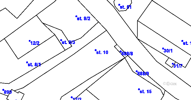 Parcela st. 10 v KÚ Mokrosuky, Katastrální mapa