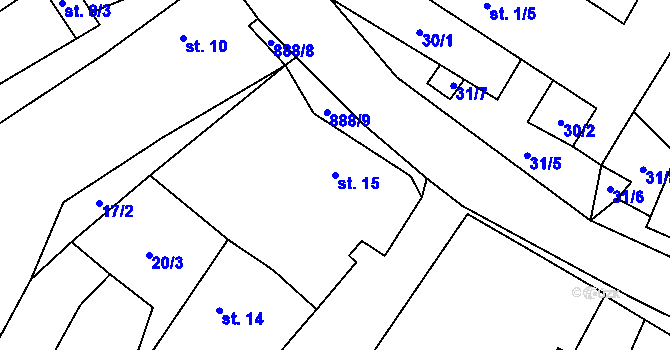 Parcela st. 15 v KÚ Mokrosuky, Katastrální mapa