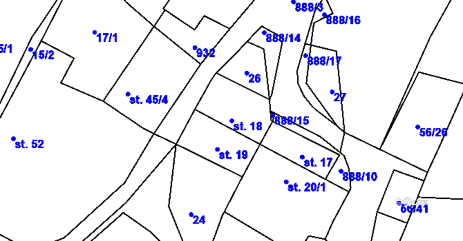 Parcela st. 18 v KÚ Mokrosuky, Katastrální mapa