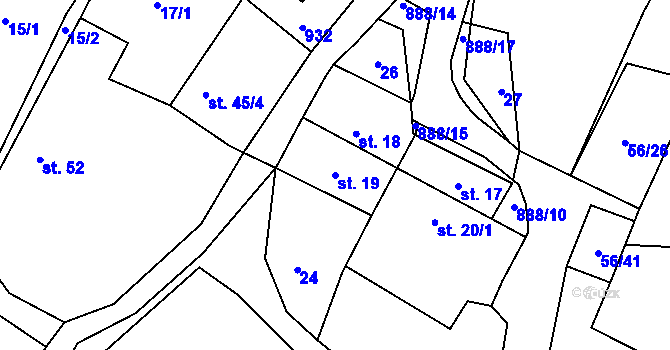 Parcela st. 19 v KÚ Mokrosuky, Katastrální mapa