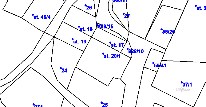 Parcela st. 20/1 v KÚ Mokrosuky, Katastrální mapa