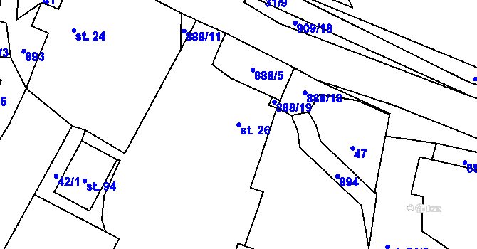 Parcela st. 26 v KÚ Mokrosuky, Katastrální mapa