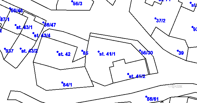 Parcela st. 41/1 v KÚ Mokrosuky, Katastrální mapa