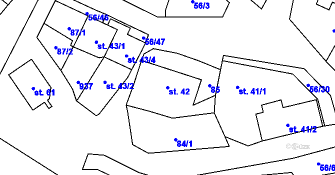 Parcela st. 42 v KÚ Mokrosuky, Katastrální mapa