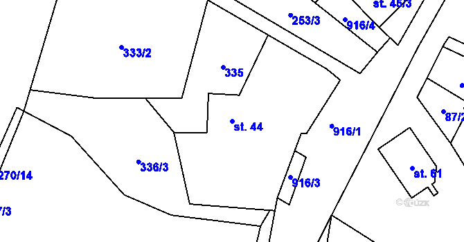 Parcela st. 44 v KÚ Mokrosuky, Katastrální mapa